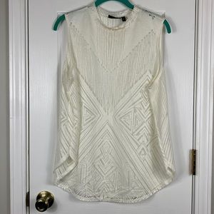 Apt. 9 off white sleeveless top with higher collar. Size XL